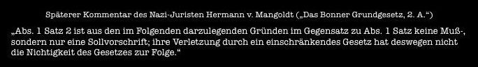 An alle Behörden und Gerichte, die das Zitiergebot aus Art. 19 Abs. 1 Satz 2 seit 1949 ignorieren: Dein universelles Aufklärungs-Anschreiben 5 Zitiergebot plus Mangold Kommentar