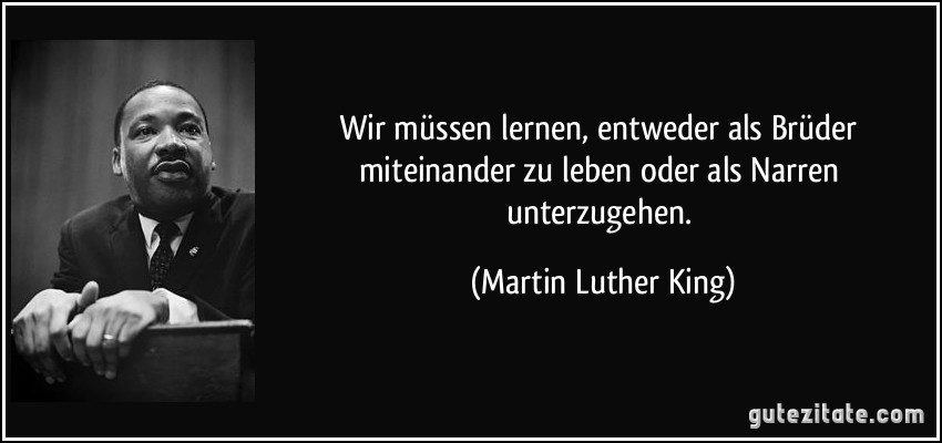 zitat wir mussen lernen entweder als bruder miteinander zu leben oder als narren unterzugehen martin luther king 228599